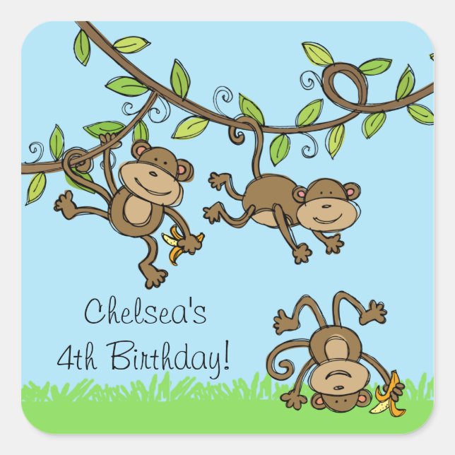 Custom Zoo Animals Monkey Around Stickers (Front)