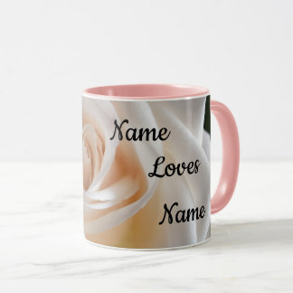 Customable White Rose "Love You" mug
