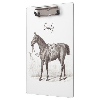 Custome chic vintage monogram horse equestrian  clipboard