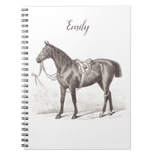 Custome chic vintage monogram horse equestrian notebook