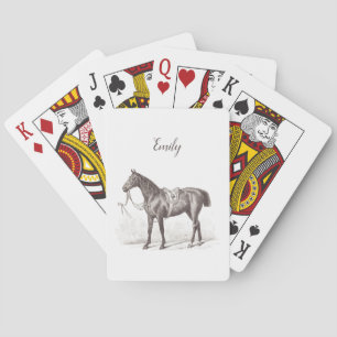 Custome chic vintage monogram horse equestrian playing cards