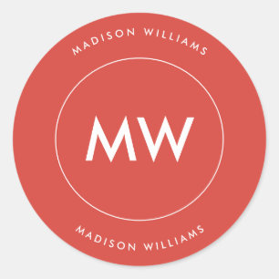 Custome Minimal Monogram Classic Round Sticker