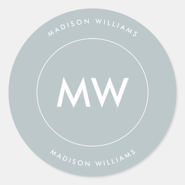 Custome Minimal Monogram Classic Round Sticker (Front)