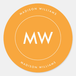 Custome Minimal Monogram Classic Round Sticker