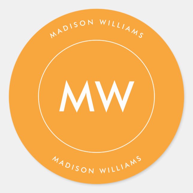 Custome Minimal Monogram Classic Round Sticker (Front)