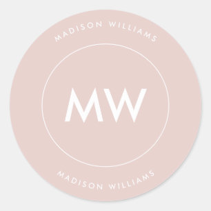 Custome Minimal Monogram Classic Round Sticker