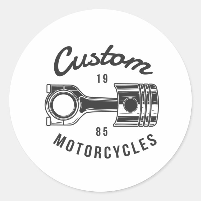 Custome Motorcycles Classic Round Sticker (Front)