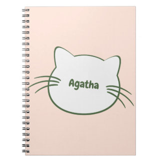 Custome Name on Face Cat Shape Design Notebook