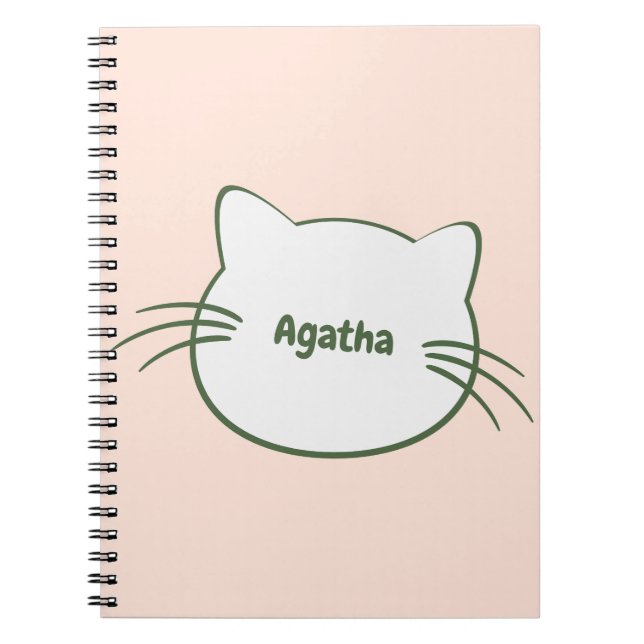 Custome Name on Face Cat Shape Design Notebook (Front)