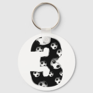 Custome Number 3 Soccer Keychain