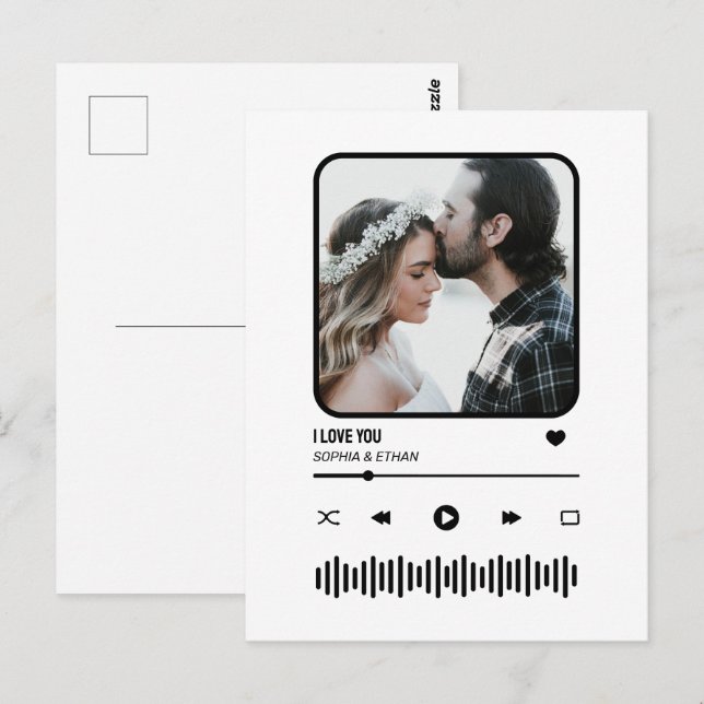 Custome Photo Song Playlist Couple Valentine's Day Postcard (Front/Back)