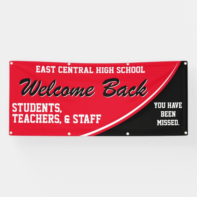 Custome Red Welcome Back to School  Banner (Horizontal)