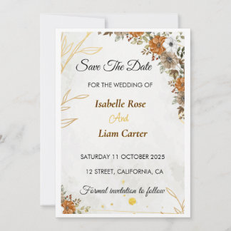 Custome Rustic Boho Fall Save the Date Card
