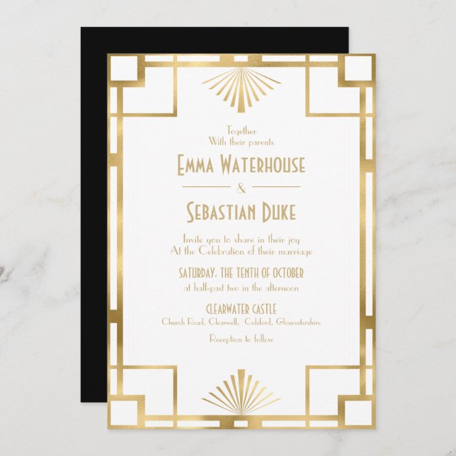 Customed  Great Gatsby Art Deco Wedding  Invitation (Front/Back)