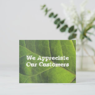 Customer Appreciaiton Bright Green Leaf Business Postcard