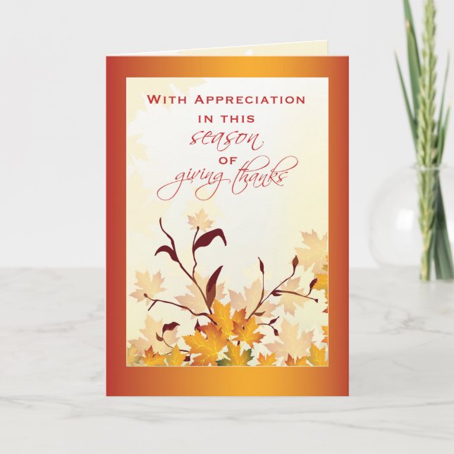 Customer Appreciation at Thanksgiving, Business Holiday Card (Front)