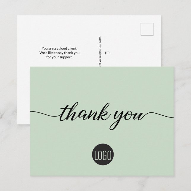 Customer Appreciation Business template Green Postcard (Front/Back)