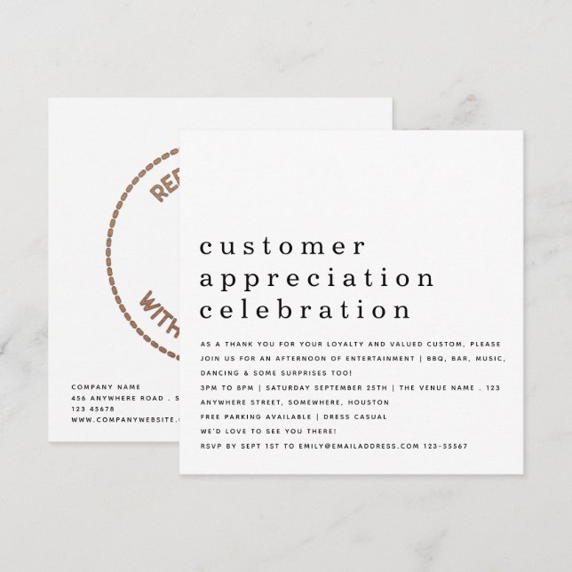 Customer Appreciation Day Business Logo White Invitation (Front/Back)