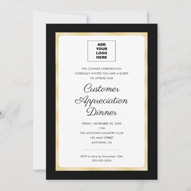 Customer Appreciation Dinner Corporate Add Logo Invitation (Front)