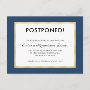 Customer Appreciation Dinner Postponed Postcard