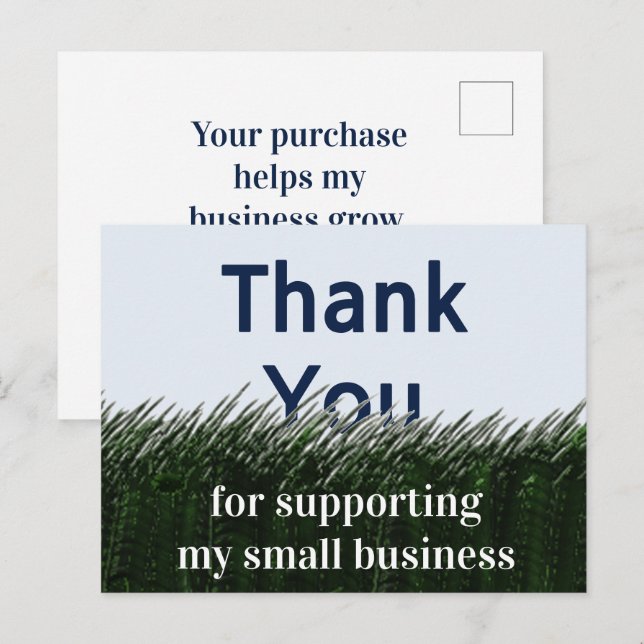 Customer Appreciation Grass and Sky Small Business Postcard (Front/Back)