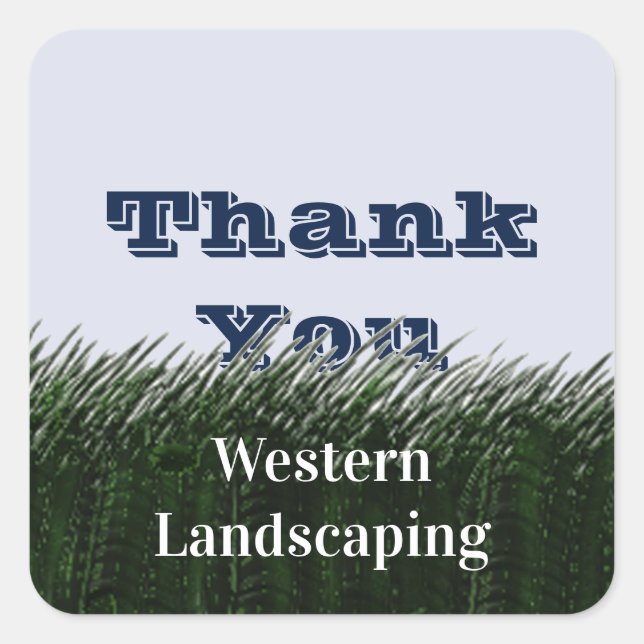 Customer Appreciation Green Grass Thank You Square Sticker (Front)