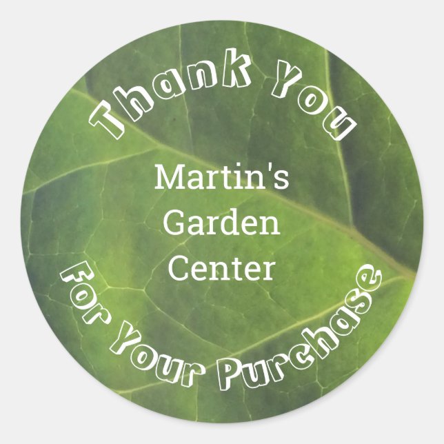 Customer Appreciation Green Leaf Business Thanks Classic Round Sticker (Front)