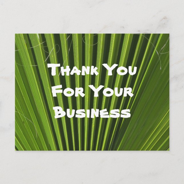 Customer Appreciation Green Palm Leaf Business Postcard (Front)