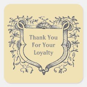 Customer Appreciation Grey Vintage Shield Business Square Sticker