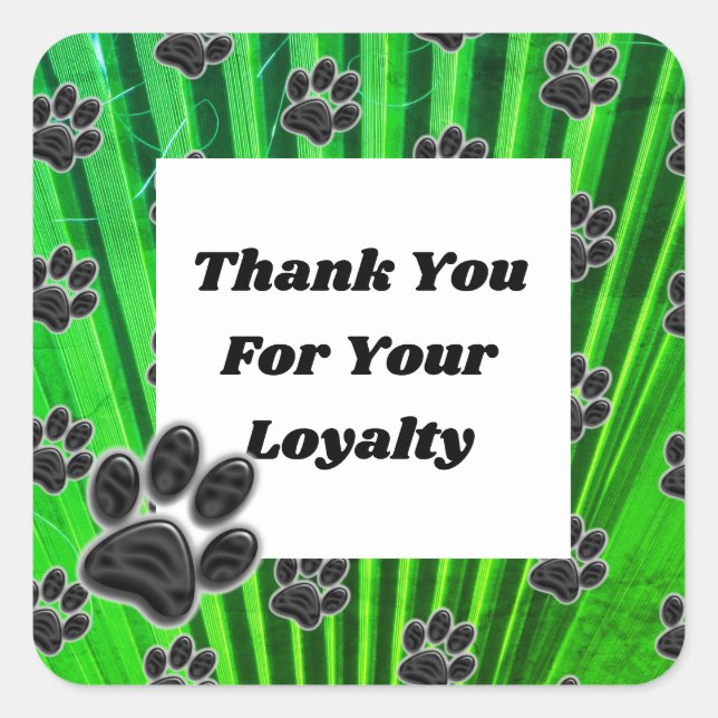 Customer Appreciation Paw Print Caregiver Thanks Square Sticker (Front)