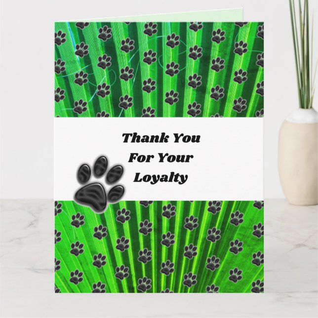 Customer Appreciation Paw Print Caregiver Thanks Thank You Card (Front)