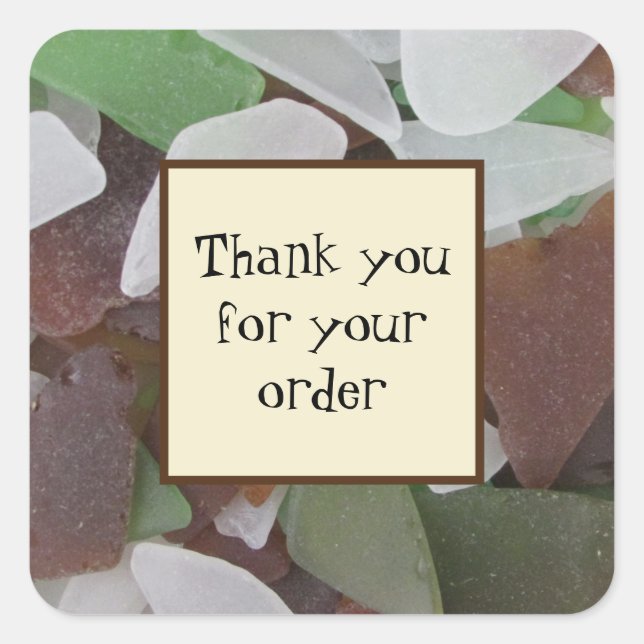 Customer Appreciation Sea Glass Photo Thank You Square Sticker (Front)