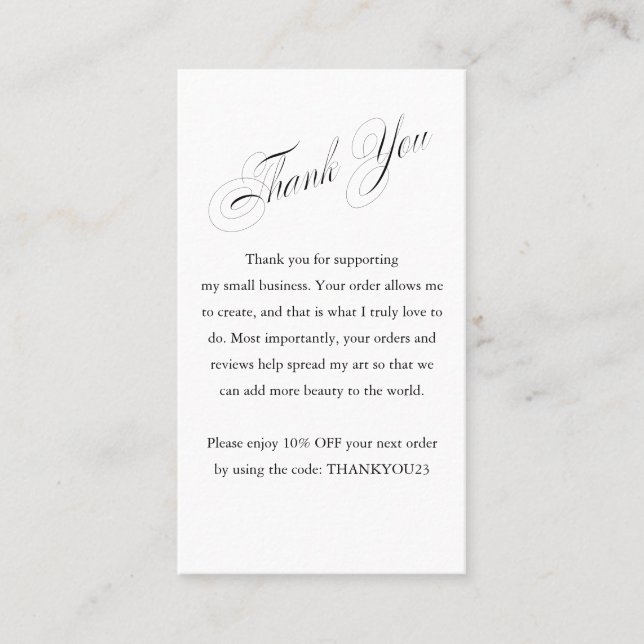 Customer Appreciation Thank You  Coupon Discount Business Card (Front)