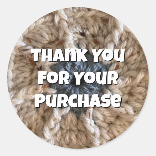 Customer Appreciation Yarn Photo Small Business Classic Round Sticker (Front)