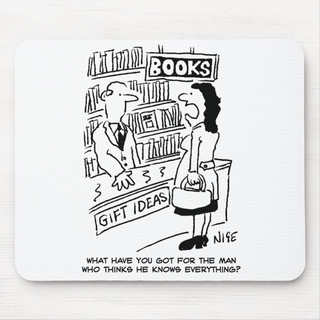 Customer asks Bookseller a Question. Bookshop Mouse Mat (Front)