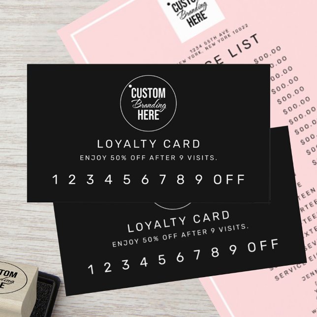Customer Black Double Sided Discount Loyalty Card (logo professional black loyalty card)