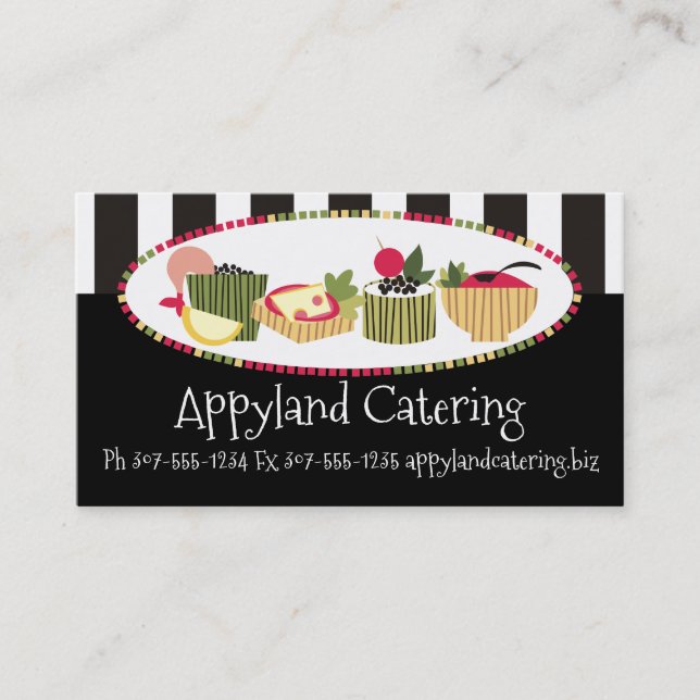 Customer colour canapes appetizers chef catering business card (Front)