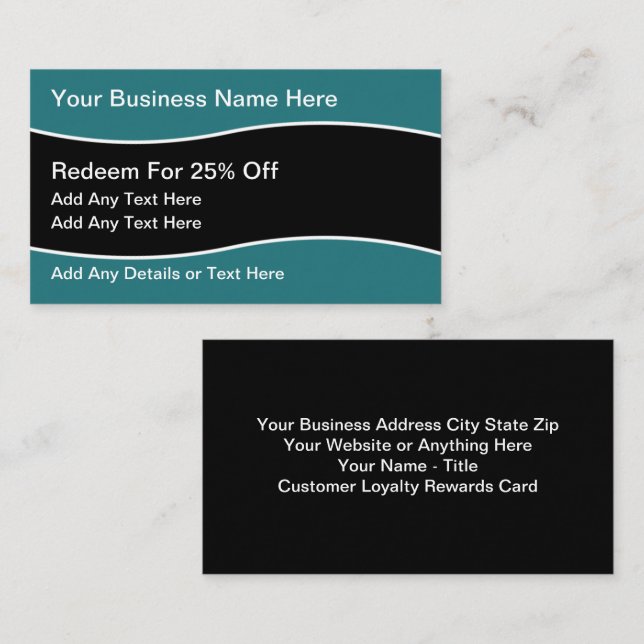 Customer Discount Loyalty Rewards Business Cards (Front/Back)