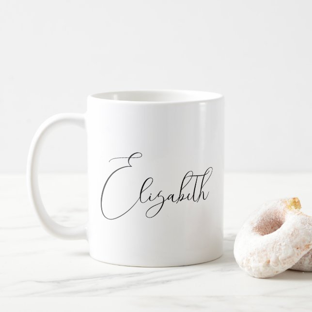 Customer Elegant Your Script Name Template Coffee Mug (With Donut)