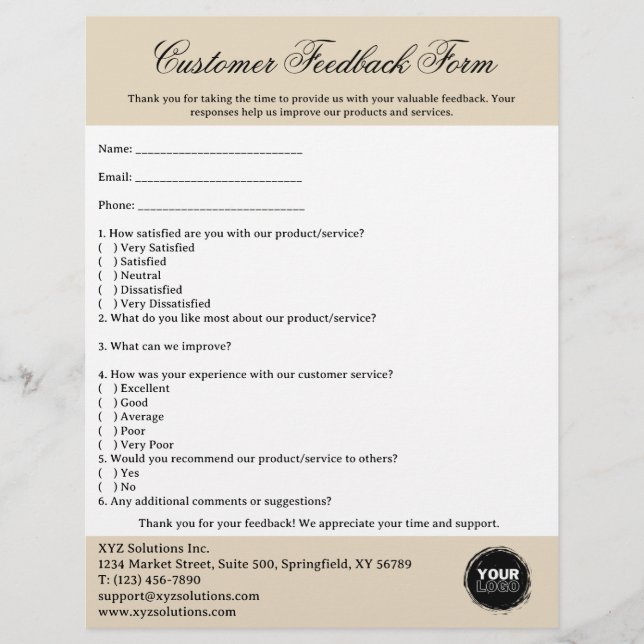 Customer Feedback Form For Business Flyer (Front)