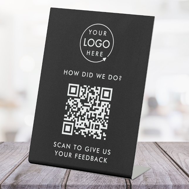 Customer Feedback QR Code Business Rating Black Pedestal Sign (Creator Uploaded)