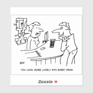 Customer Flatters Pub Barmaid Cartoon.