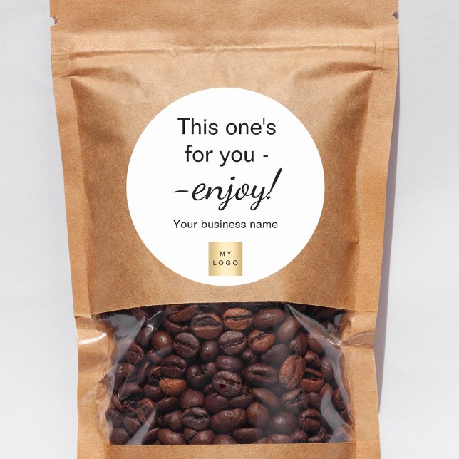 Customer gift black script business logo classic round sticker (Creator Uploaded)