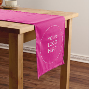 Customer Logo Text Pink Solid Colour Template Long Table Runner