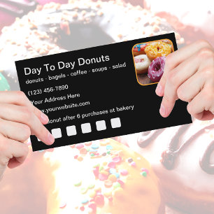 Customer Loyalty Rewards Doughnut Shop Business Card