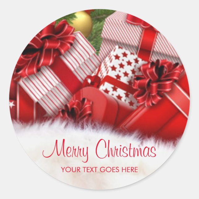Customer Merry Christmas Text Gifts Template Classic Round Sticker (Front)