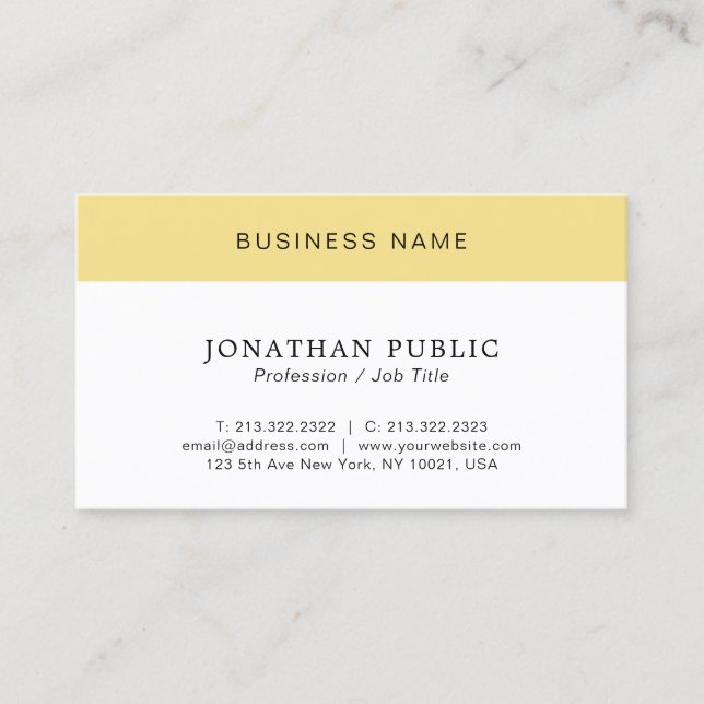 Customer Modern Minimal Elegant White & Gold Business Card (Front)