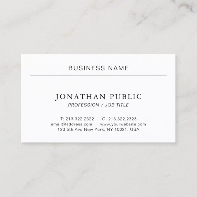 Customer Modern Minimalist Elegant Professional Business Card (Front)