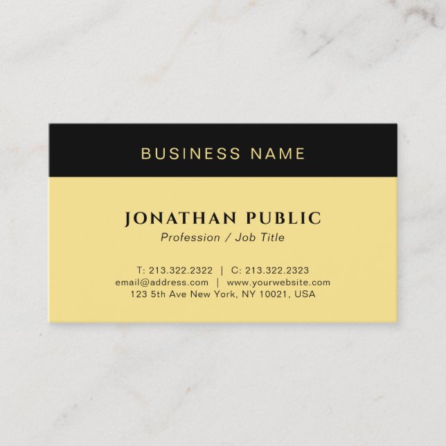 Customer Modern Simple Elegant Black & Gold Business Card (Front)
