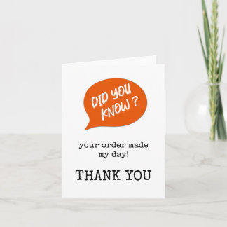 Customer Order Thank You Card